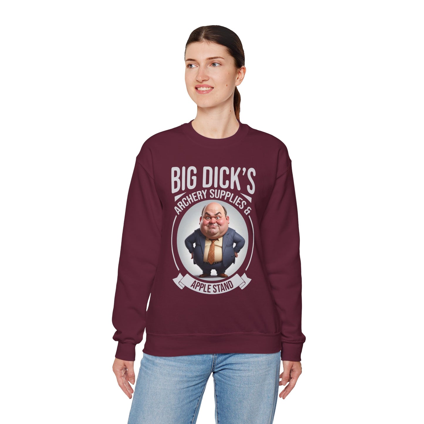 "Big Dick's Archery Supplies & Apple Stand" Funny Crewneck Sweatshirt