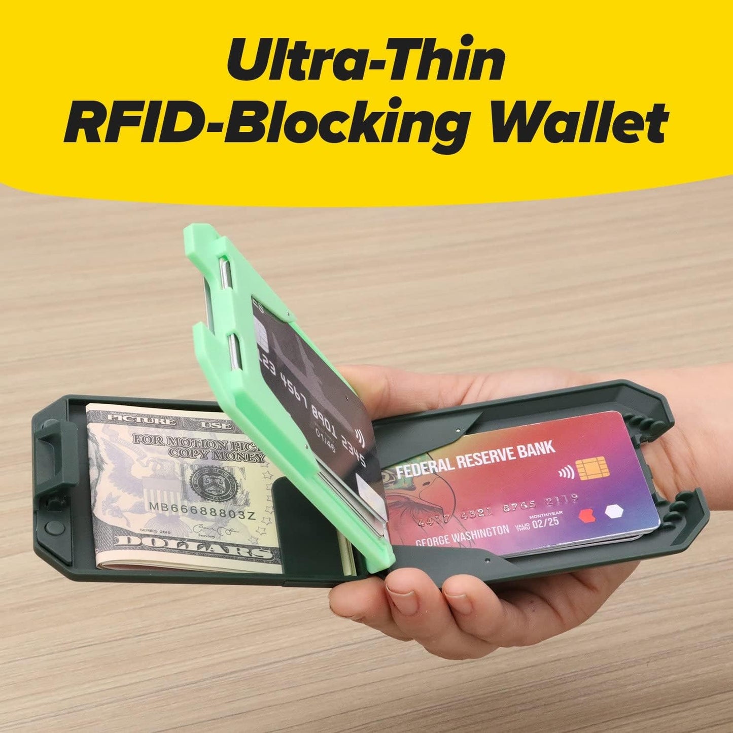 Slim Mint Wallet Ultra-Thin RFID-Blocking, AS-SEEN-ON-TV, ID Theft Protection