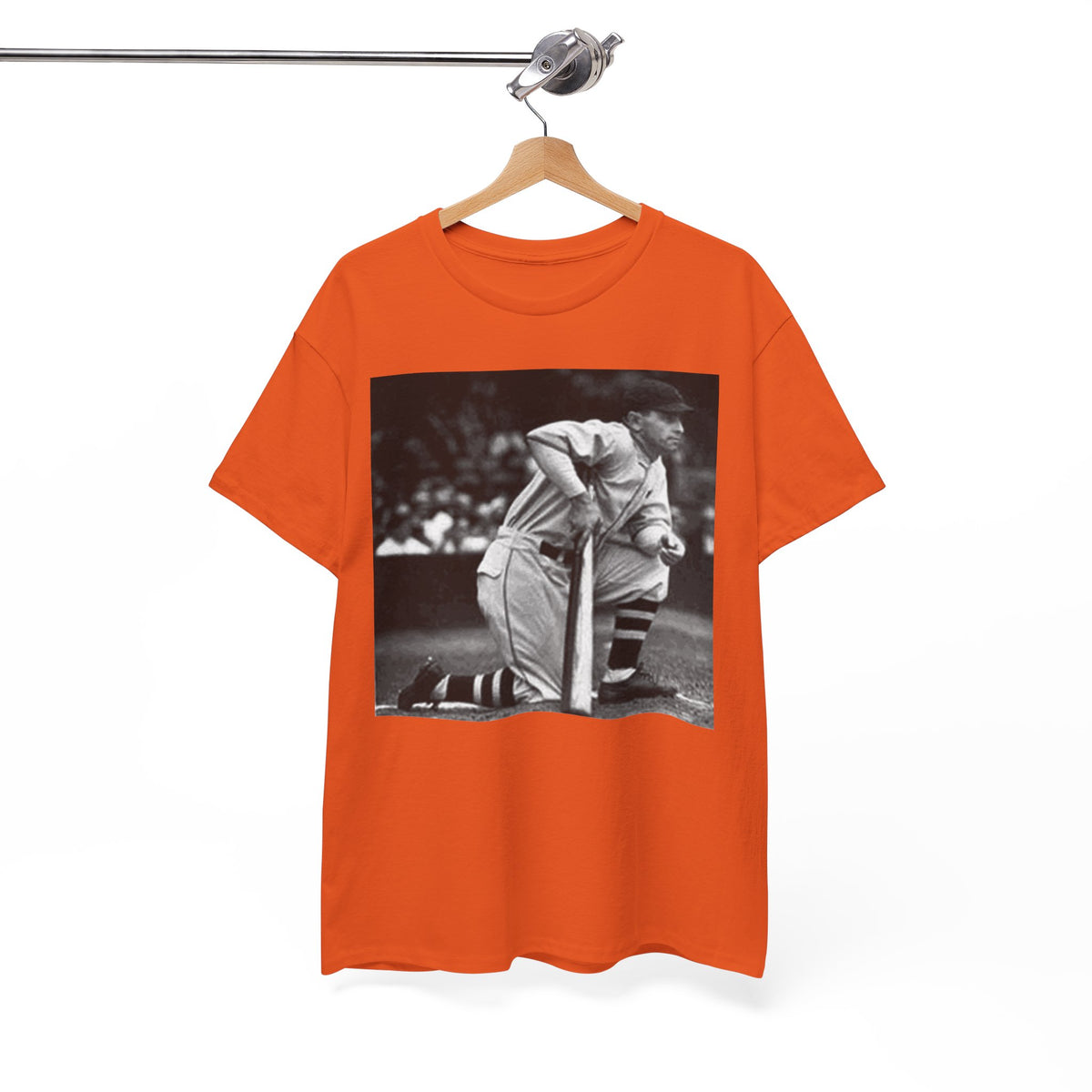 Vintage Baseball Photo T-Shirt – Classic Kneeling Player Graphic Tee