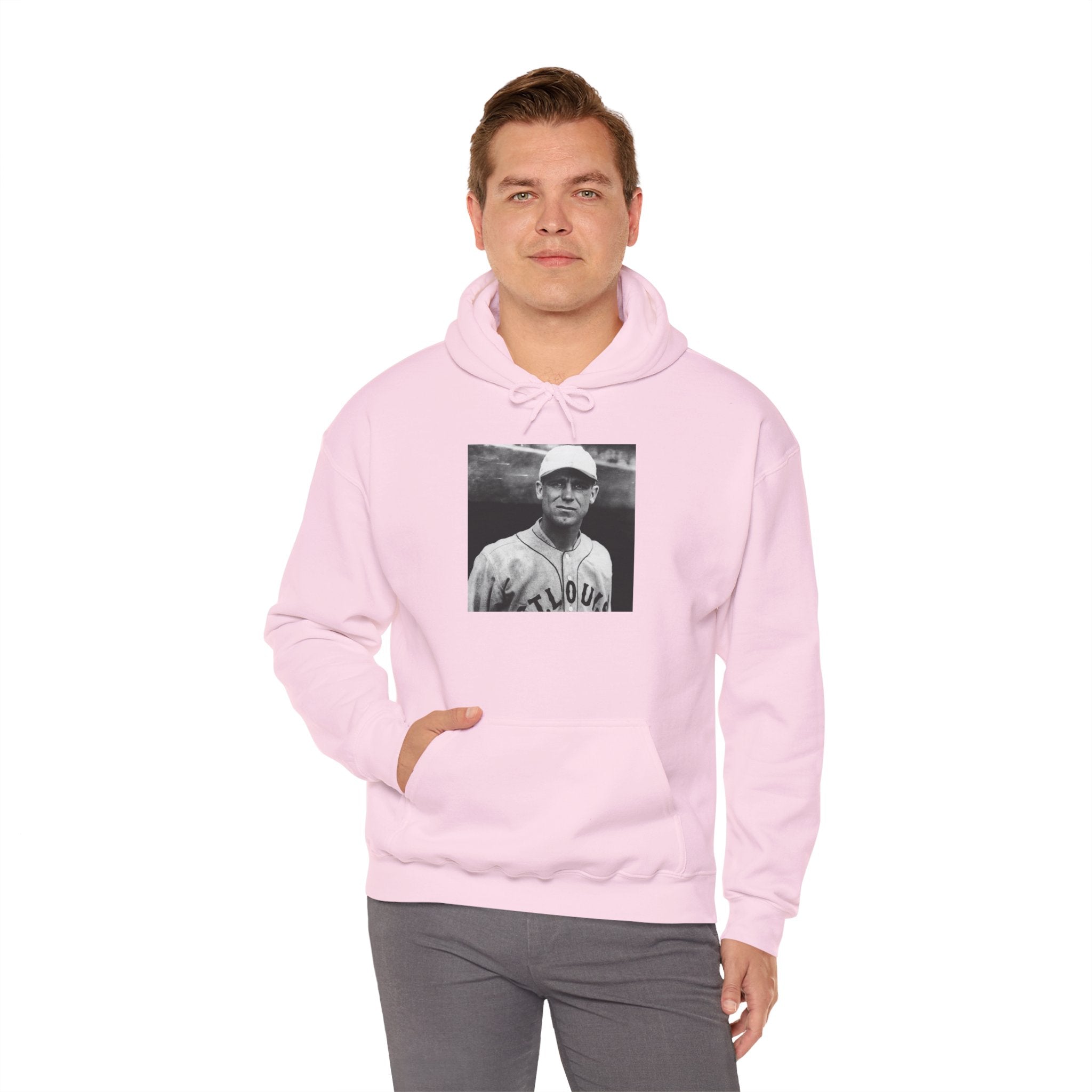 Vintage Baseball Player Hoodie — Classic Sports Graphic Pullover