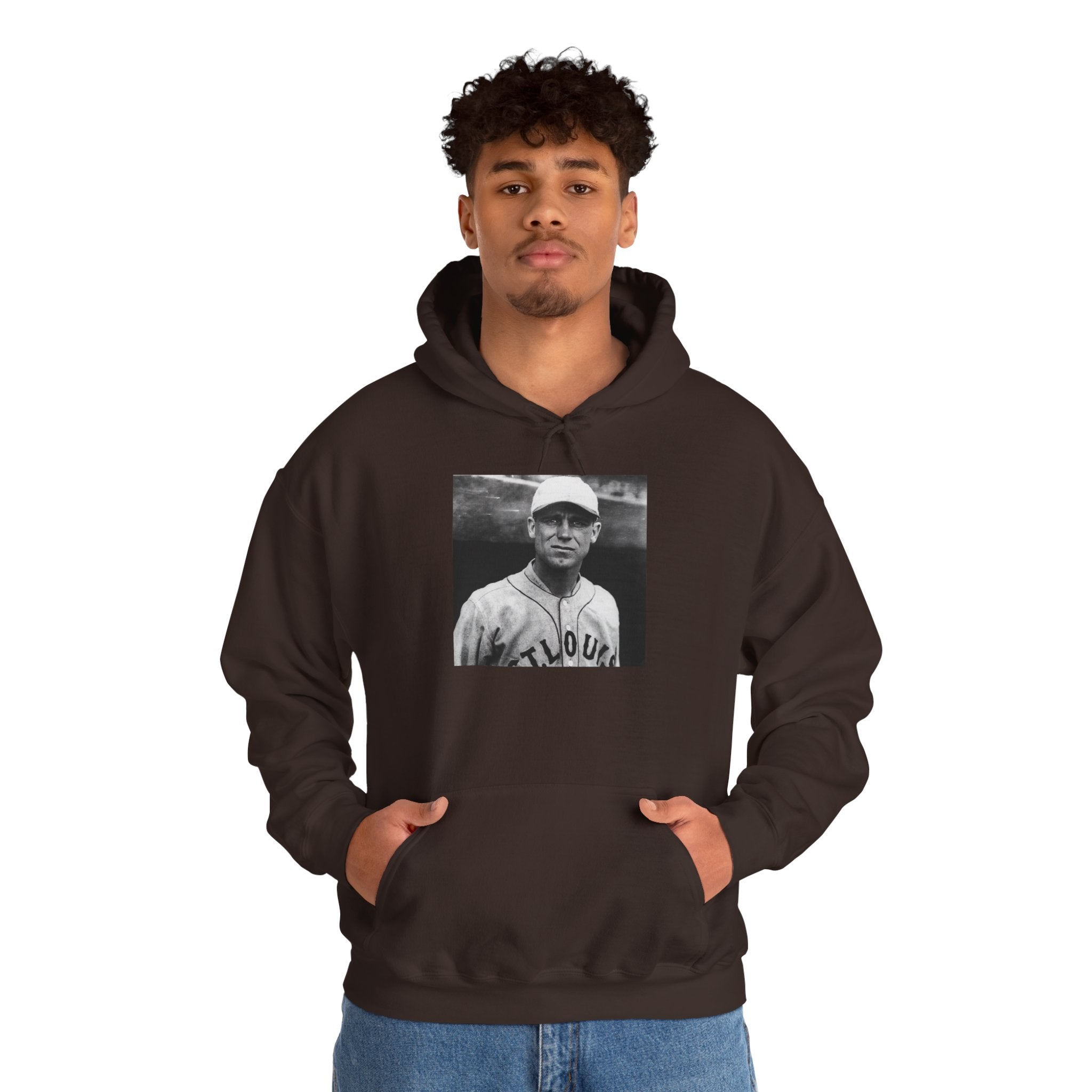 Vintage Baseball Player Hoodie — Classic Sports Graphic Pullover