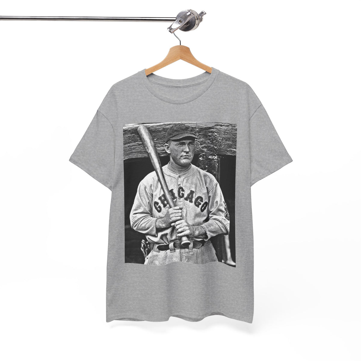 Vintage Chicago Baseball Photo T-Shirt — Retro Black & White Player Legend Tee