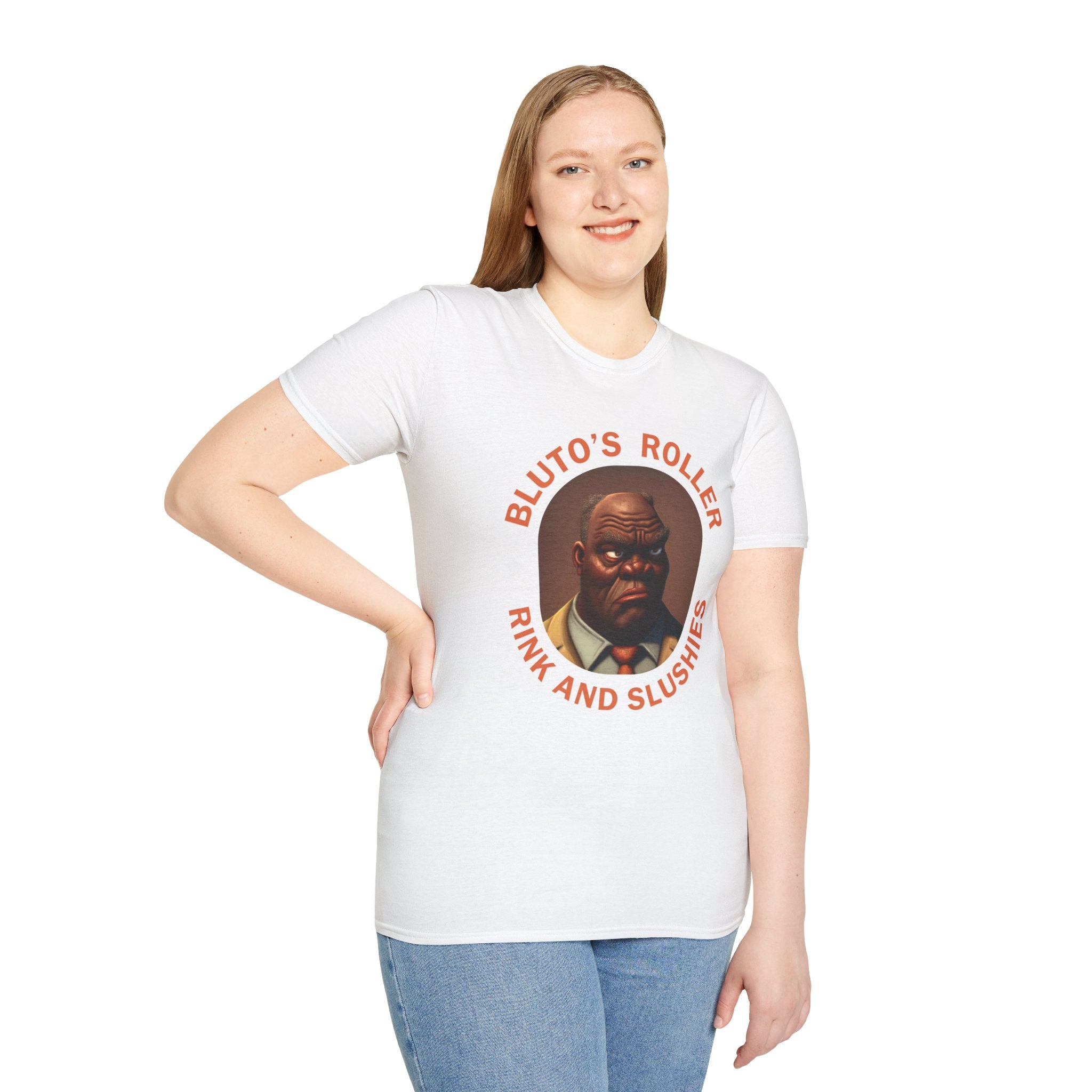 T-Shirt — "Bluto's Roller" Vintage Cartoon Portrait Tee (Rink & Slushies)