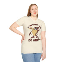 T-Shirt — Vintage Taz 'You Want Me To Do What?' Cartoon Graphic Tee