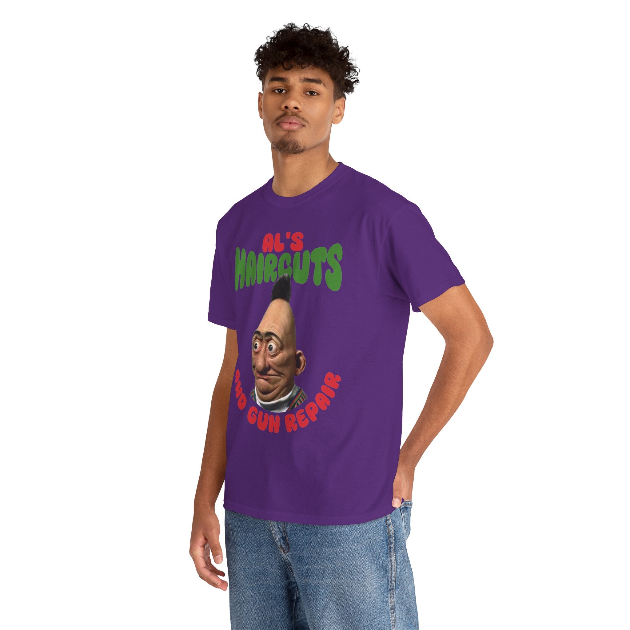 Al's Haircuts and Gun Repairs T-Shirt — Vintage Parody Barber Shop Tee