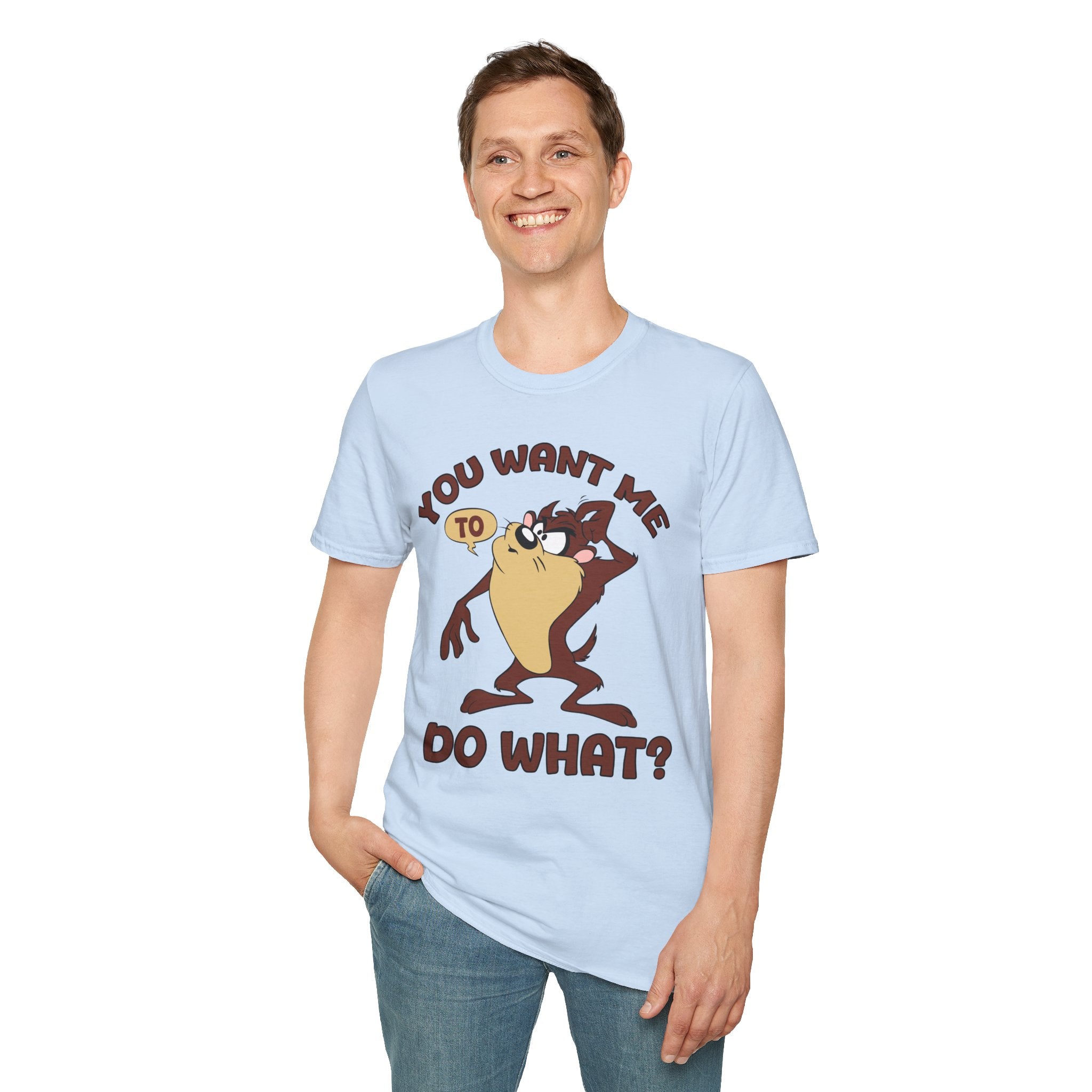 T-Shirt — Vintage Taz 'You Want Me To Do What?' Cartoon Graphic Tee