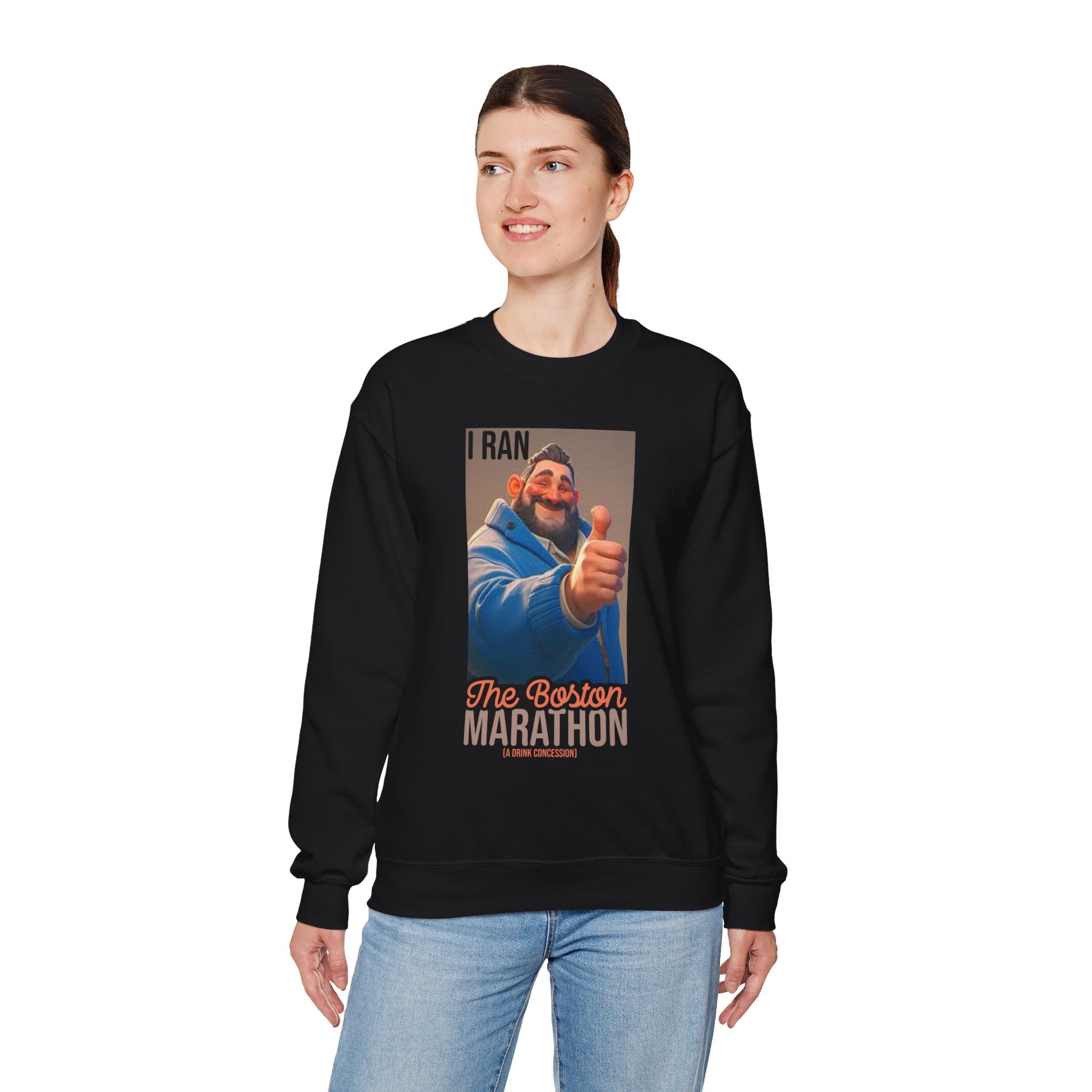 I Ran The Boston Marathon Drink Concession Sweatshirt - Funny Marathon Humor Crewneck