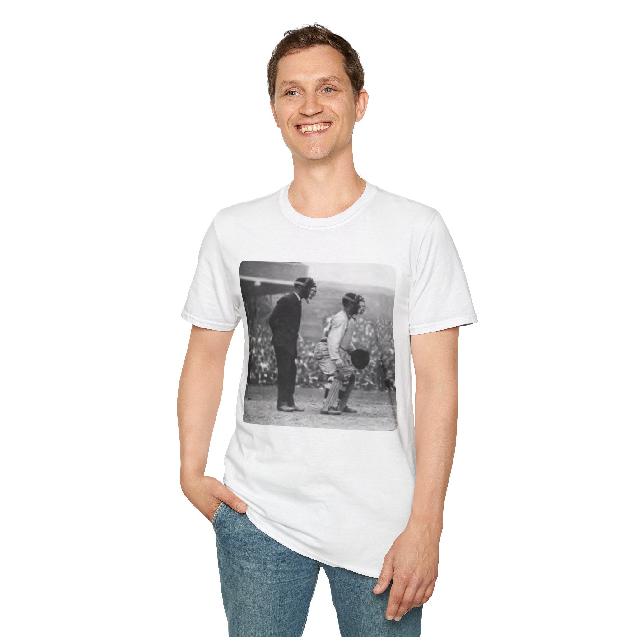 Vintage Baseball Umpire and Batter Photo T-Shirt