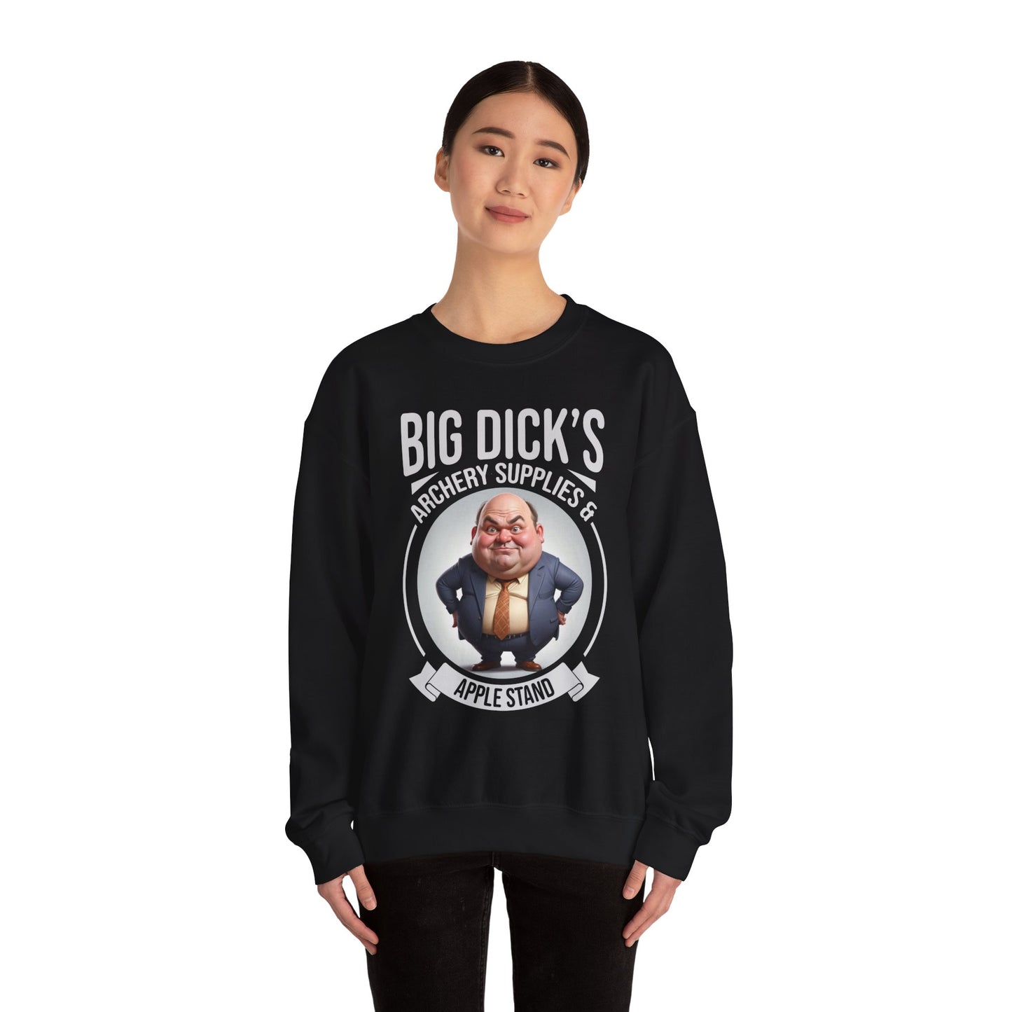 "Big Dick's Archery Supplies & Apple Stand" Funny Crewneck Sweatshirt