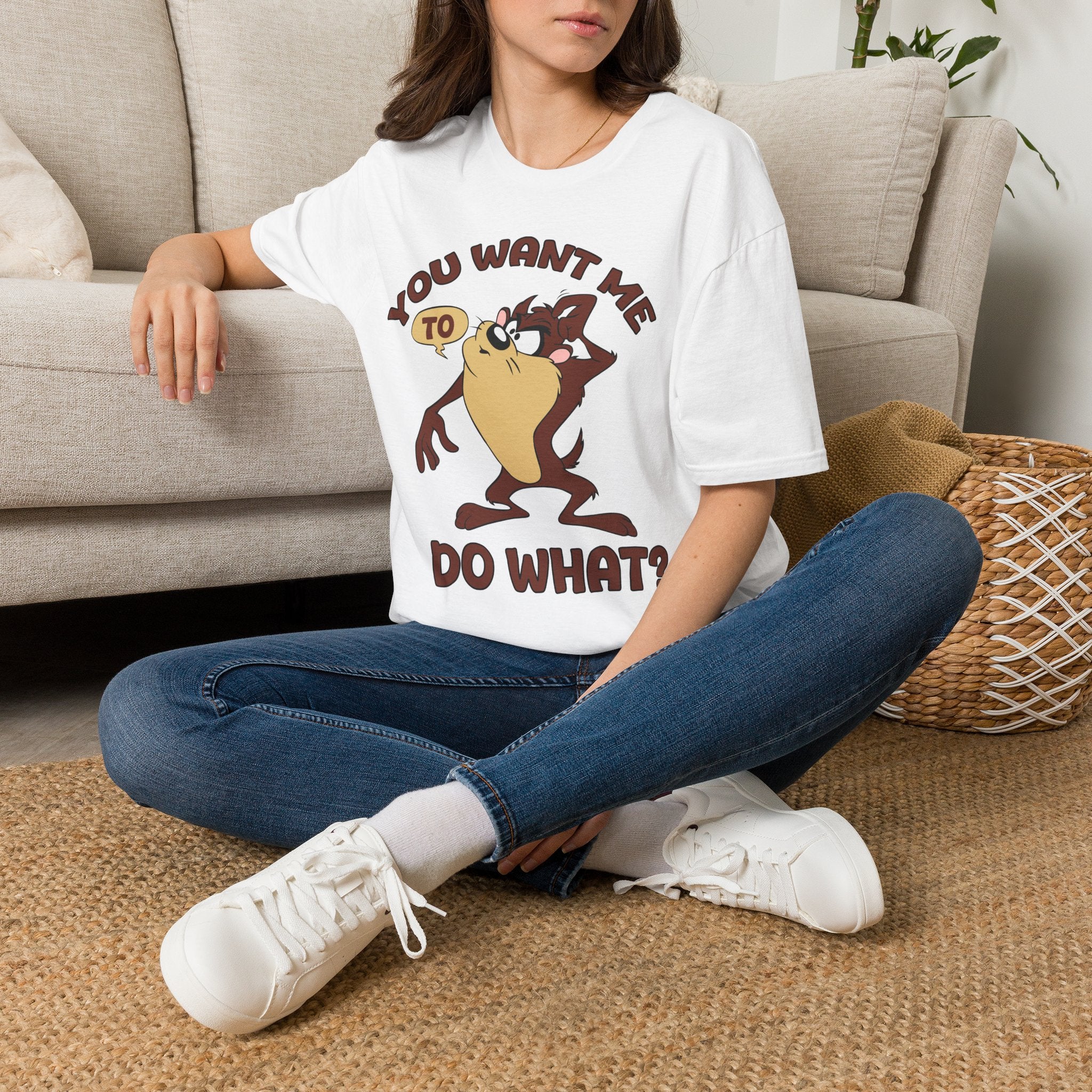 T-Shirt — Vintage Taz 'You Want Me To Do What?' Cartoon Graphic Tee