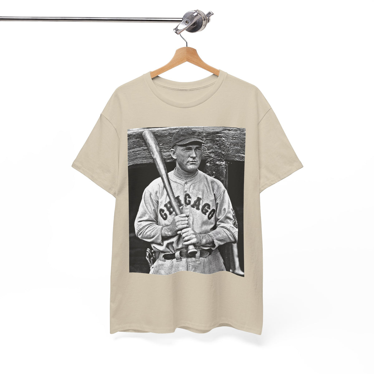 Vintage Chicago Baseball Photo T-Shirt — Retro Black & White Player Legend Tee