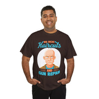 Retro "Haircuts and Gun Repair" Graphic Tee — Funny Barber & Gunsmith Gift