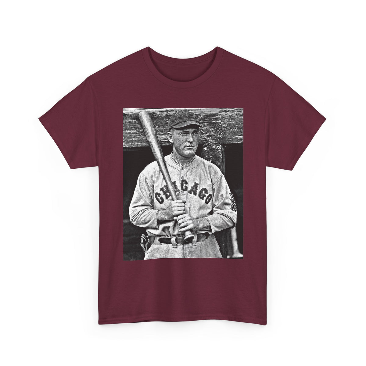 Vintage Chicago Baseball Photo T-Shirt — Retro Black & White Player Legend Tee