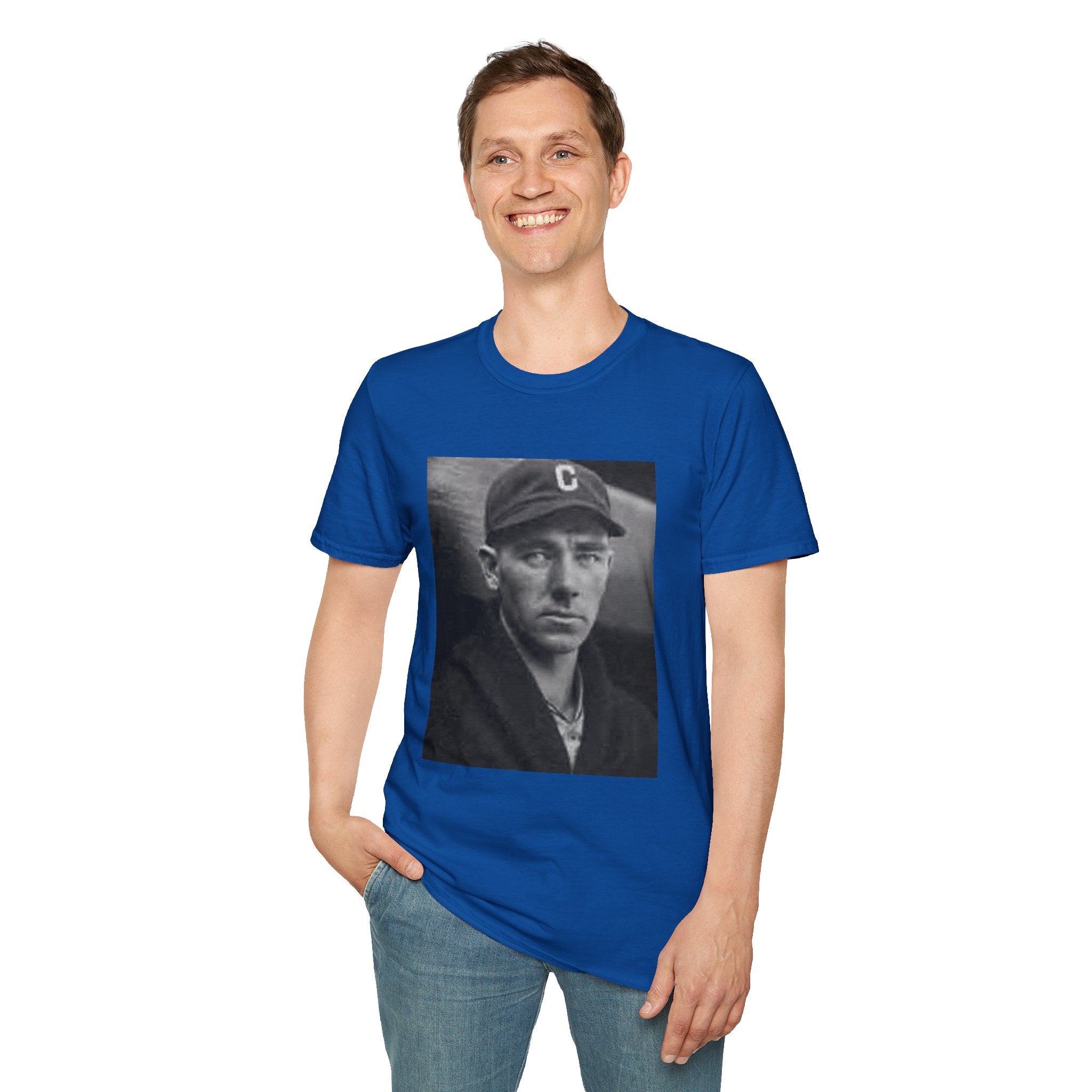 Vintage Baseball Portrait T-Shirt — Early 1900s Cleveland Player Photo