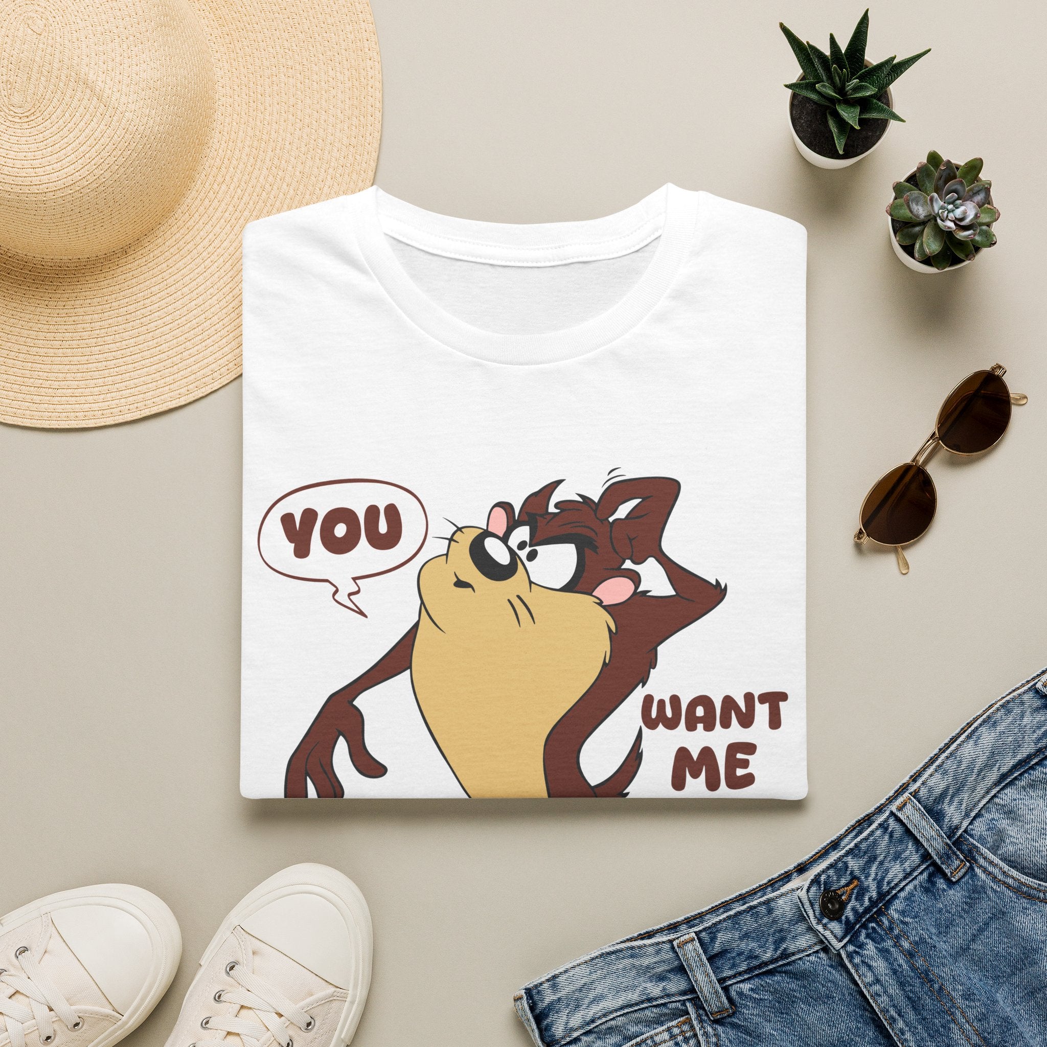 T-Shirt — 'You Want Me to Do What?' Tasmanian Devil Cartoon Tee