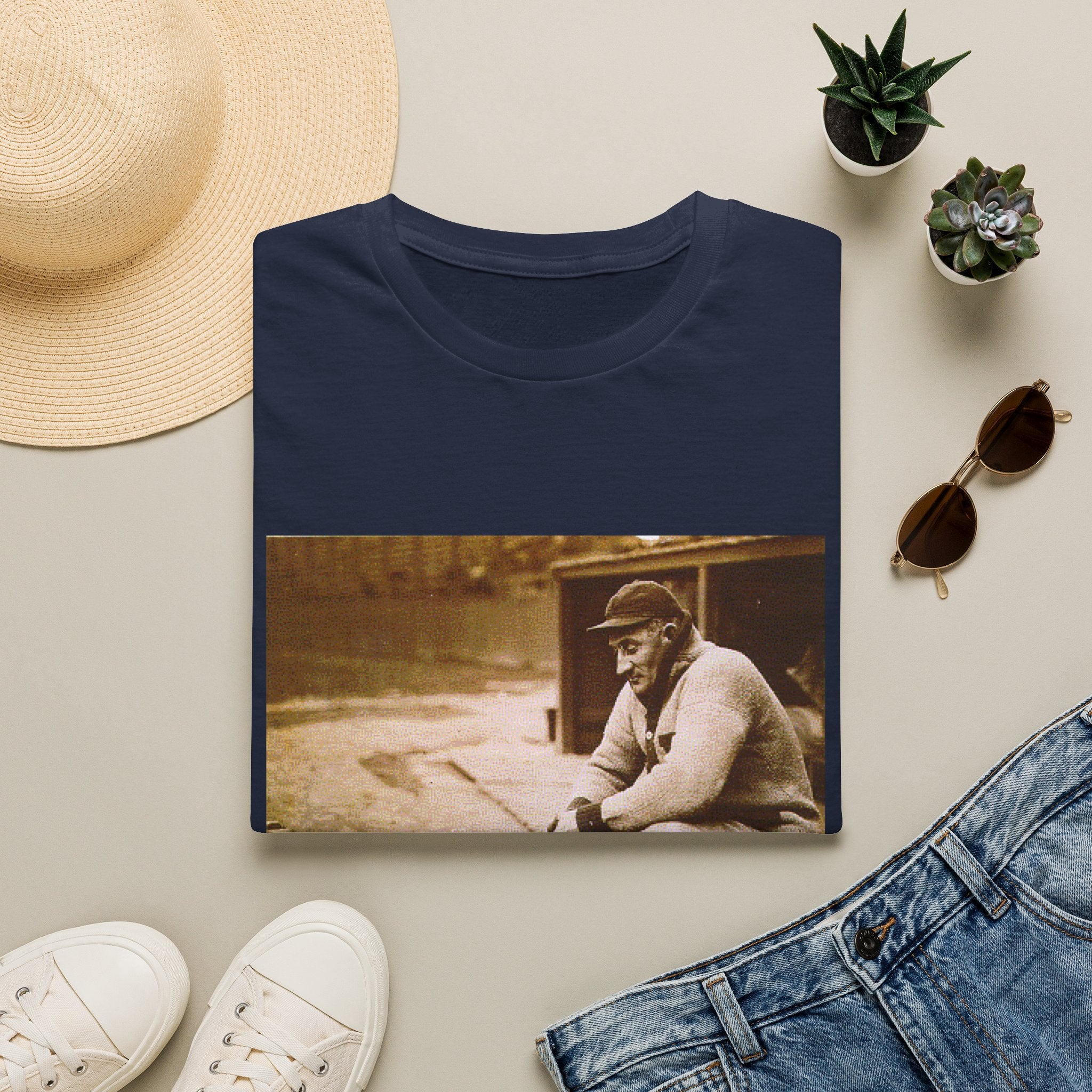 Vintage Fisherman Photo T-Shirt