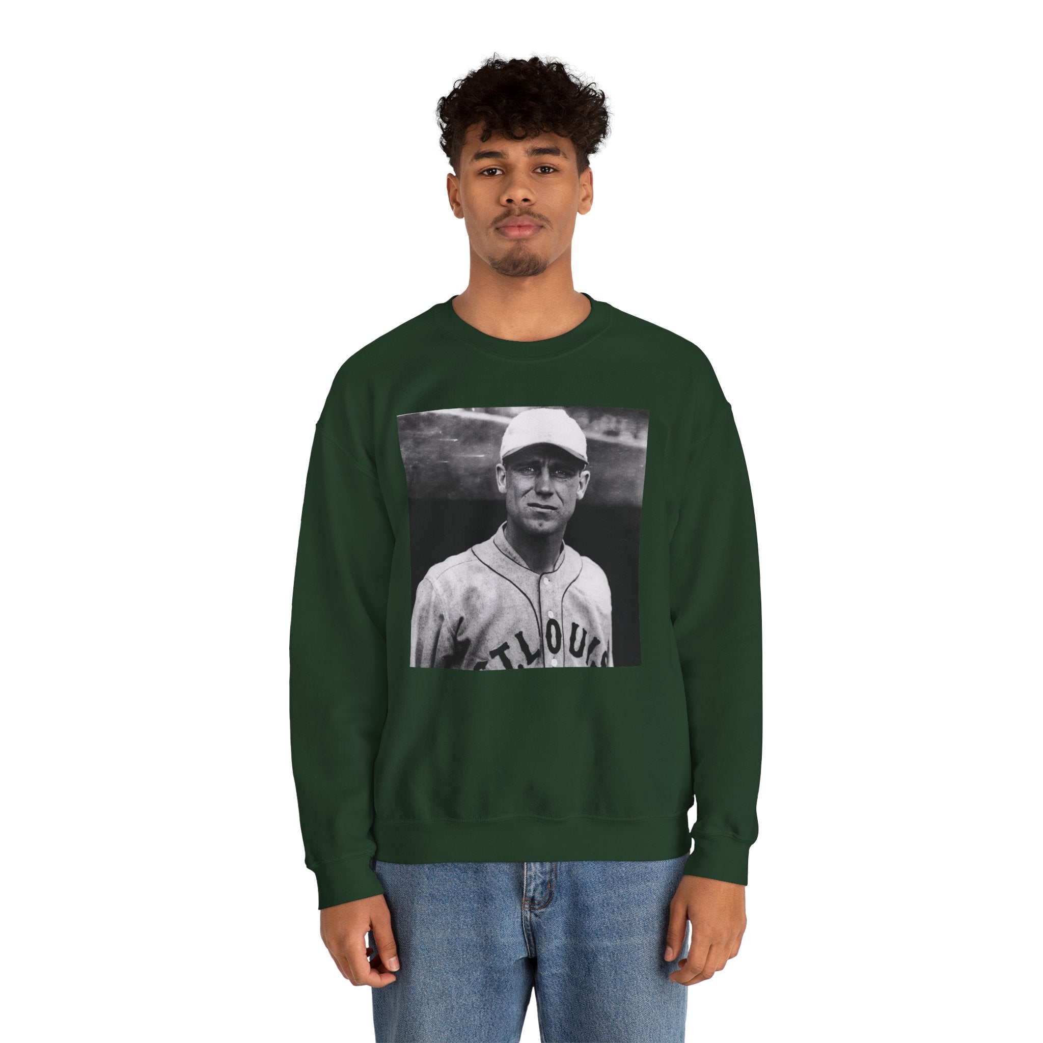 Vintage Baseball Player Sweatshirt - Classic Sports Graphic Crewneck
