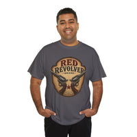 Red Revolver Graphic T-Shirt — Retro Western Guns Emblem