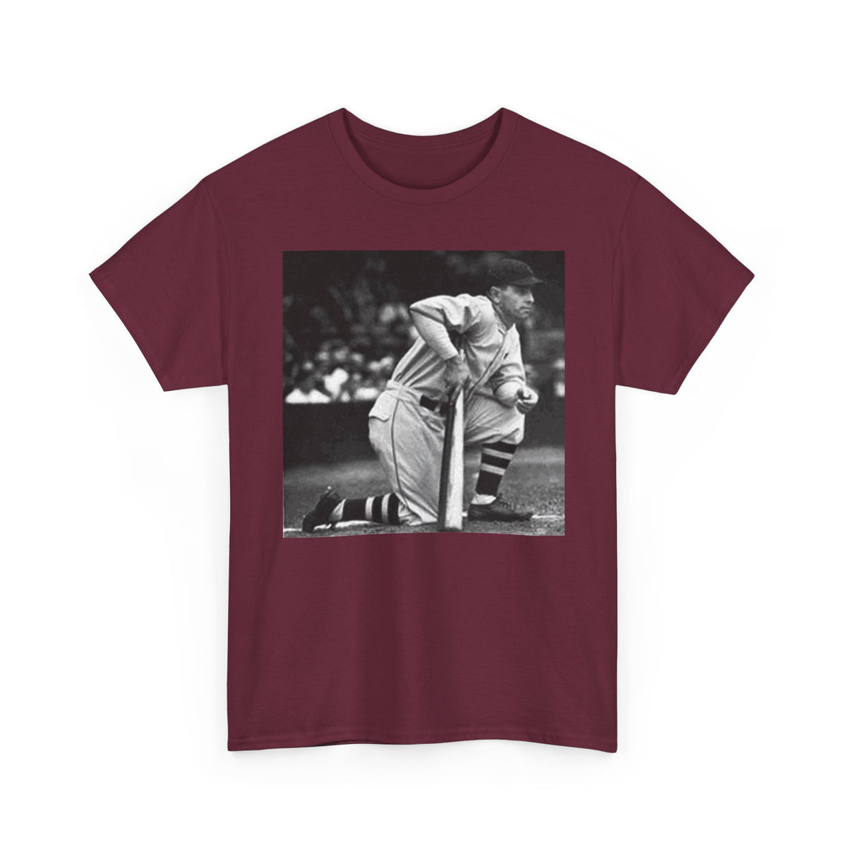 Vintage Baseball Photo T-Shirt – Classic Kneeling Player Graphic Tee