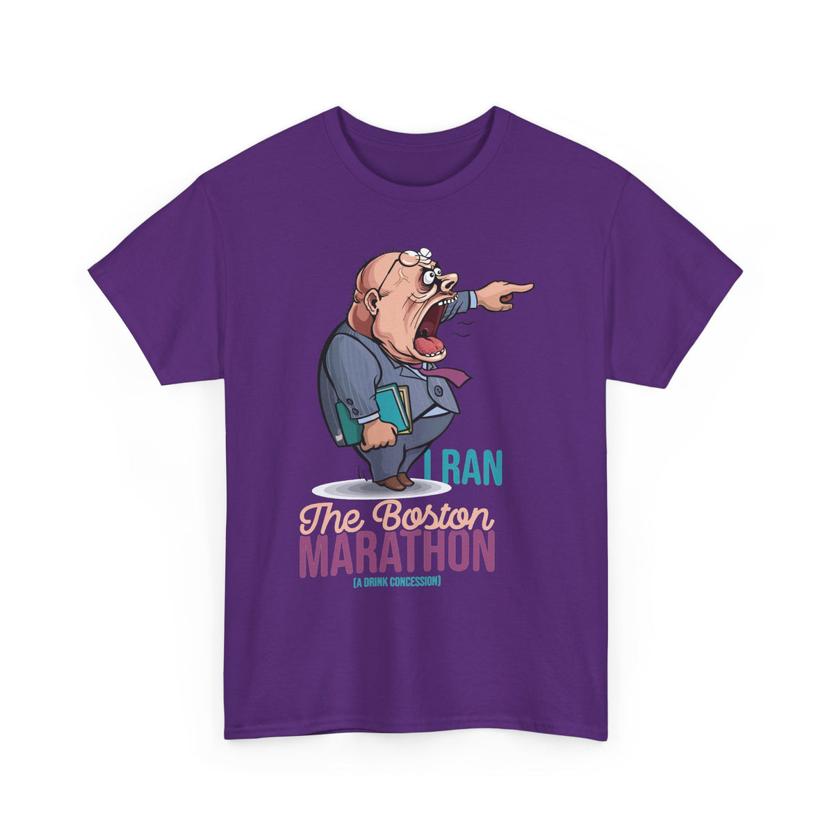 I Ran The Boston Marathon Funny Graphic Tee — Cartoon Coach Design