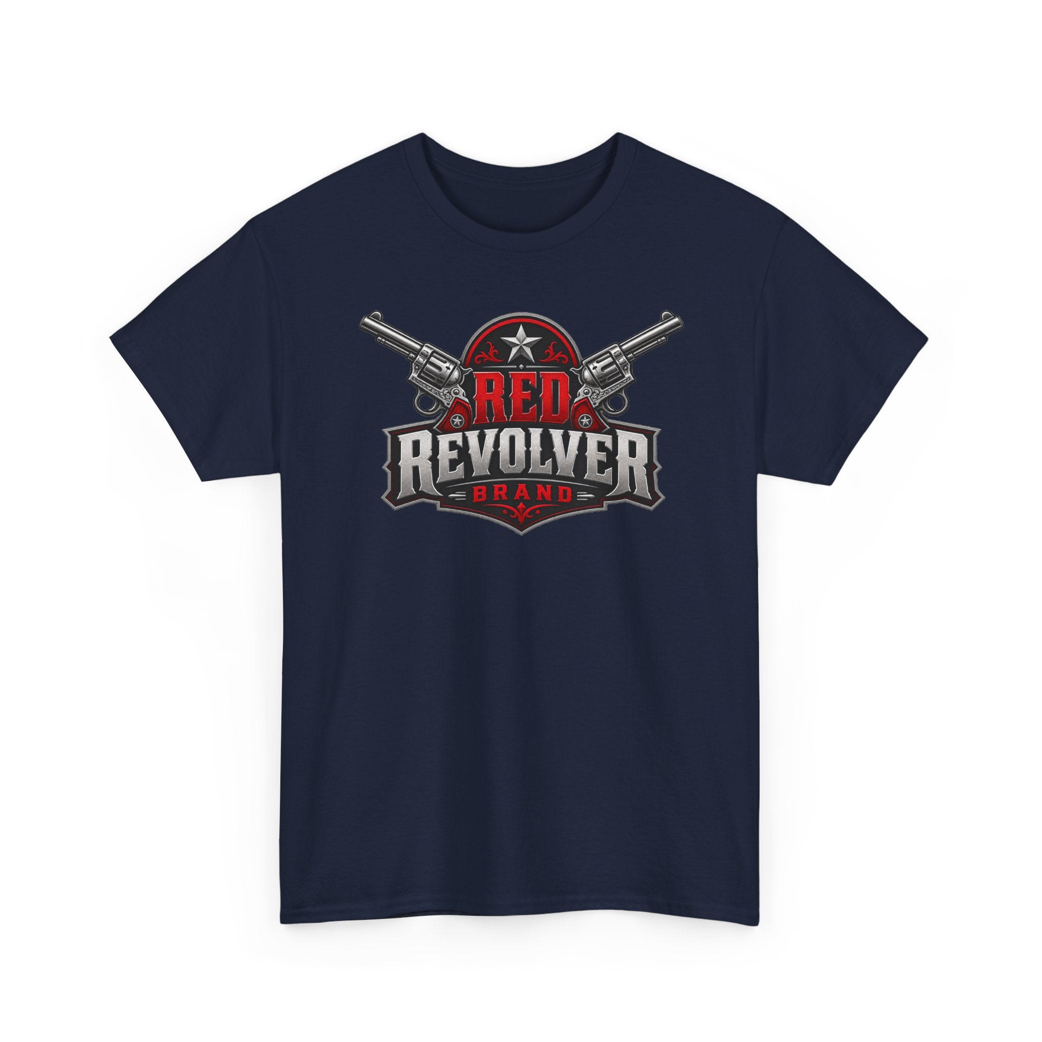 Red Revolver Graphic Tee — Retro Western Guns Logo T-Shirt