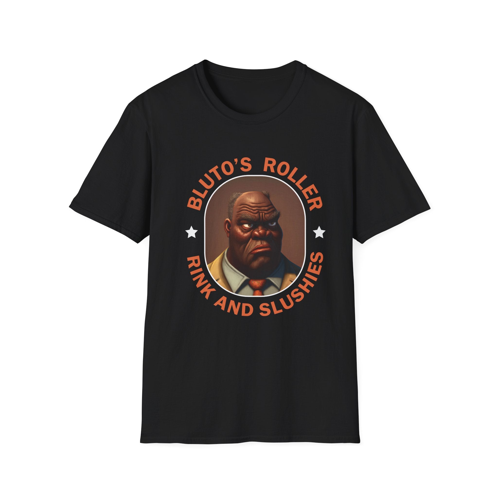T-Shirt — "Bluto's Roller" Vintage Cartoon Portrait Tee (Rink & Slushies)