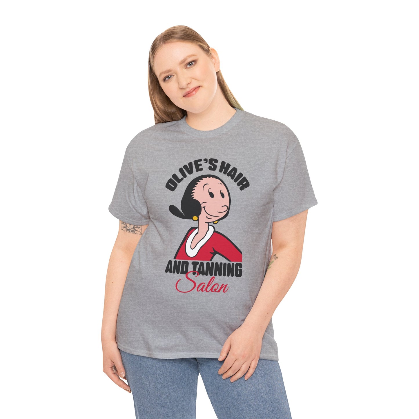 Olive's Hair and Tanning Salon Shirt - Funny Retro Parody Graphic Tee