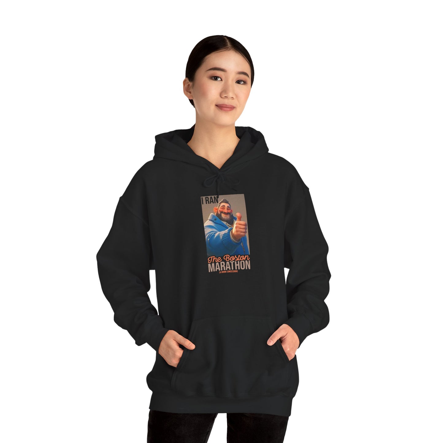 I Ran The Boston Marathon Drink Concession Hoodie — Funny Marathon Humor Pullover