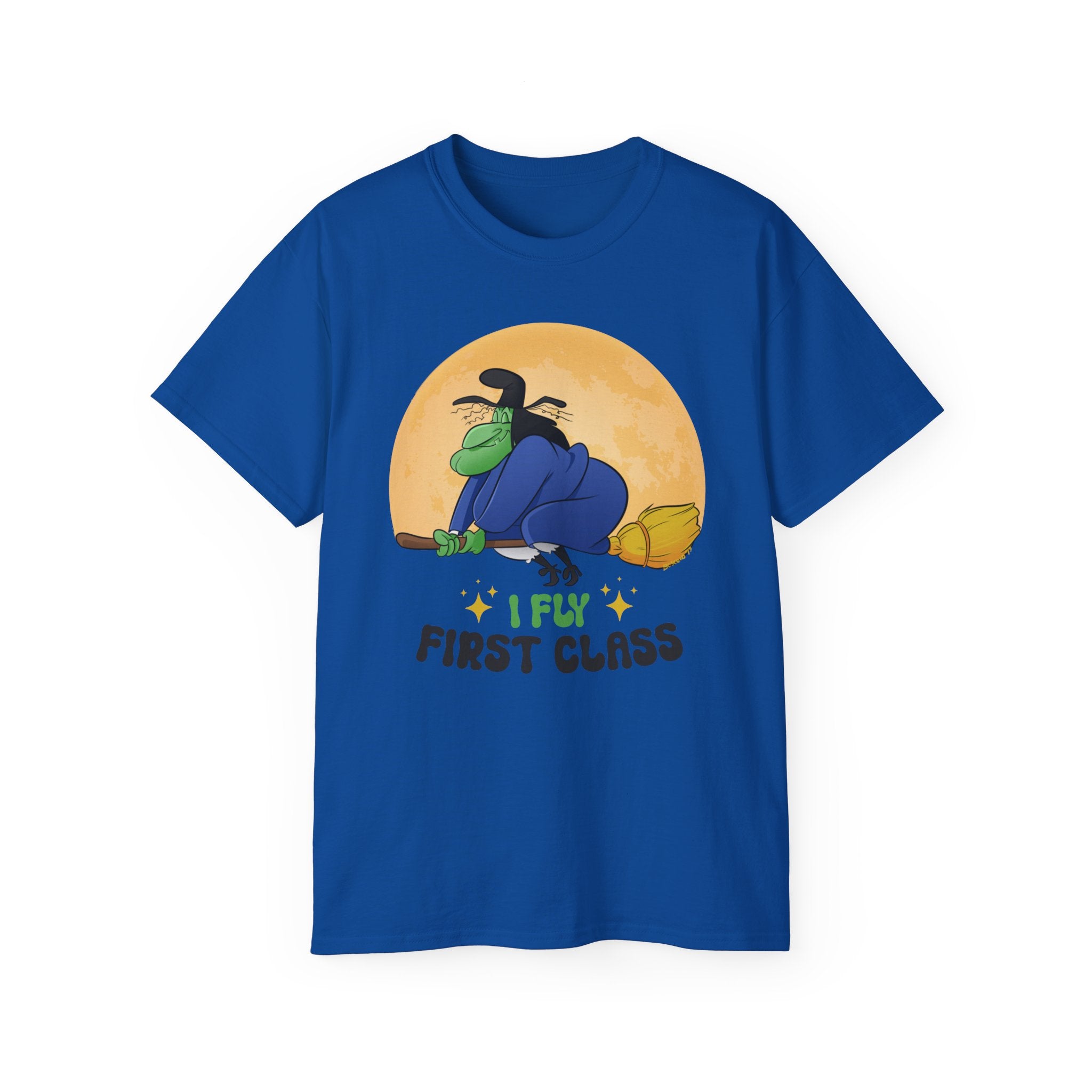I Fly First Class — Funny Witch Halloween T-Shirt