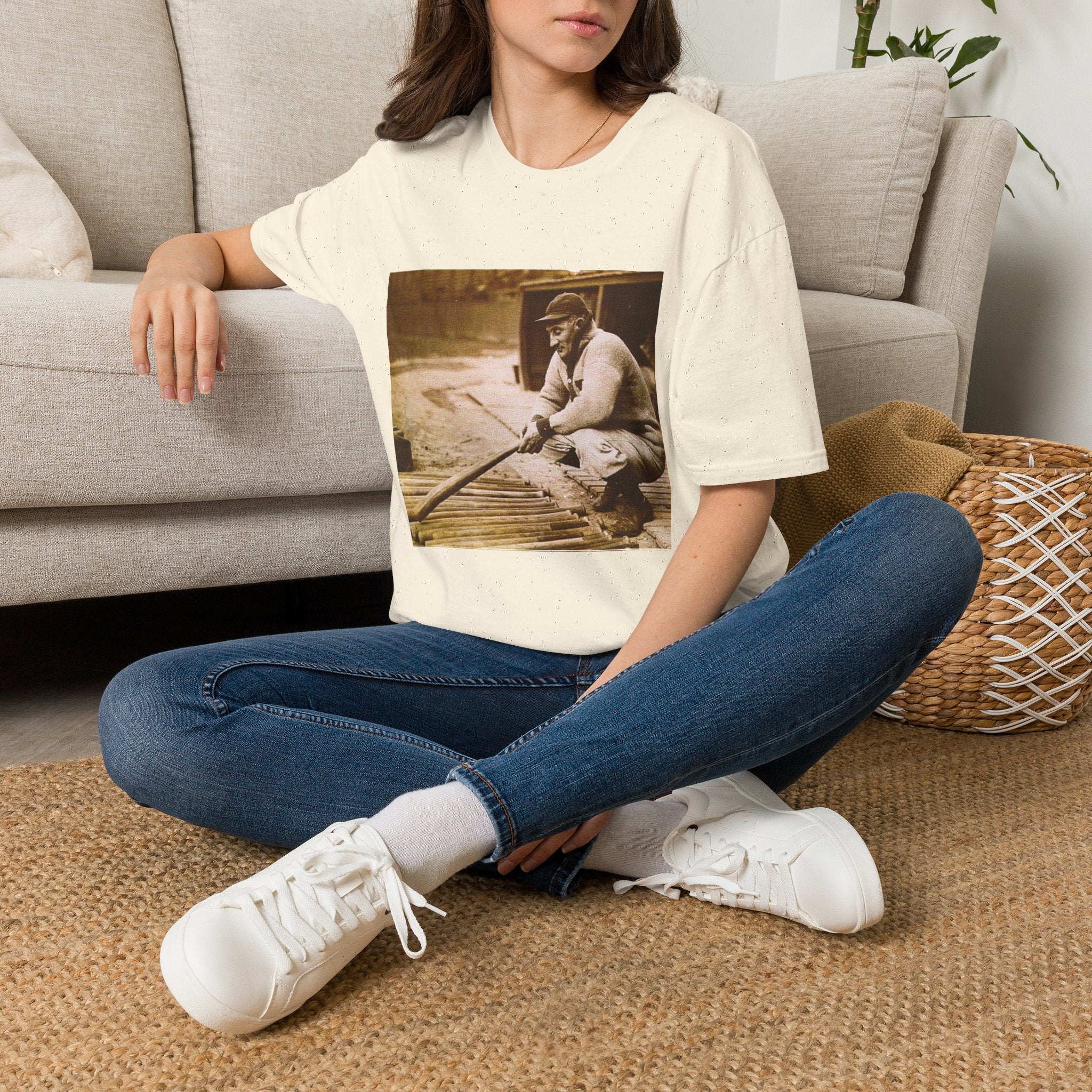 Vintage Fisherman Photo T-Shirt