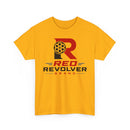 Red Revolver Logo Tee — Retro Gun Cylinder Graphic T-Shirt