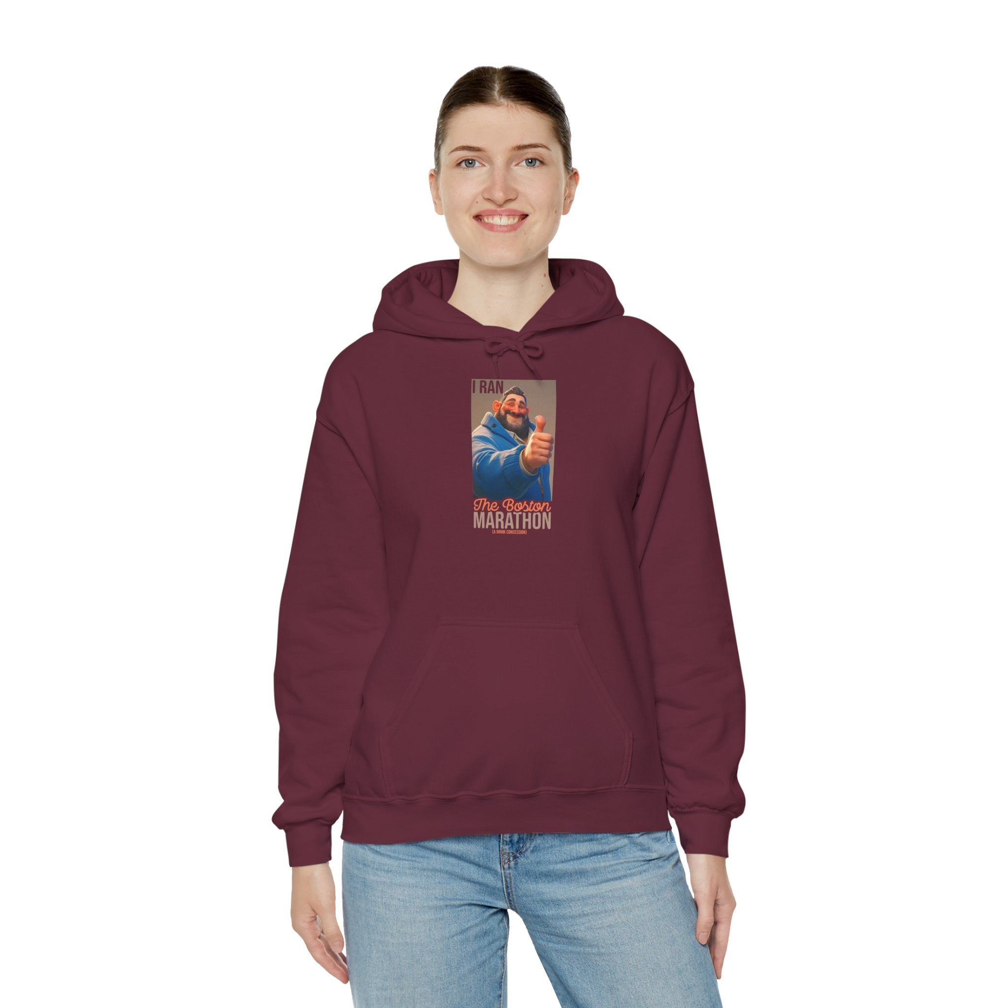 I Ran The Boston Marathon Drink Concession Hoodie — Funny Marathon Humor Pullover