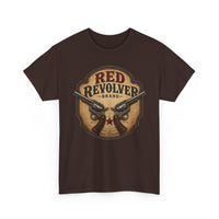 Red Revolver Graphic T-Shirt — Retro Western Guns Emblem