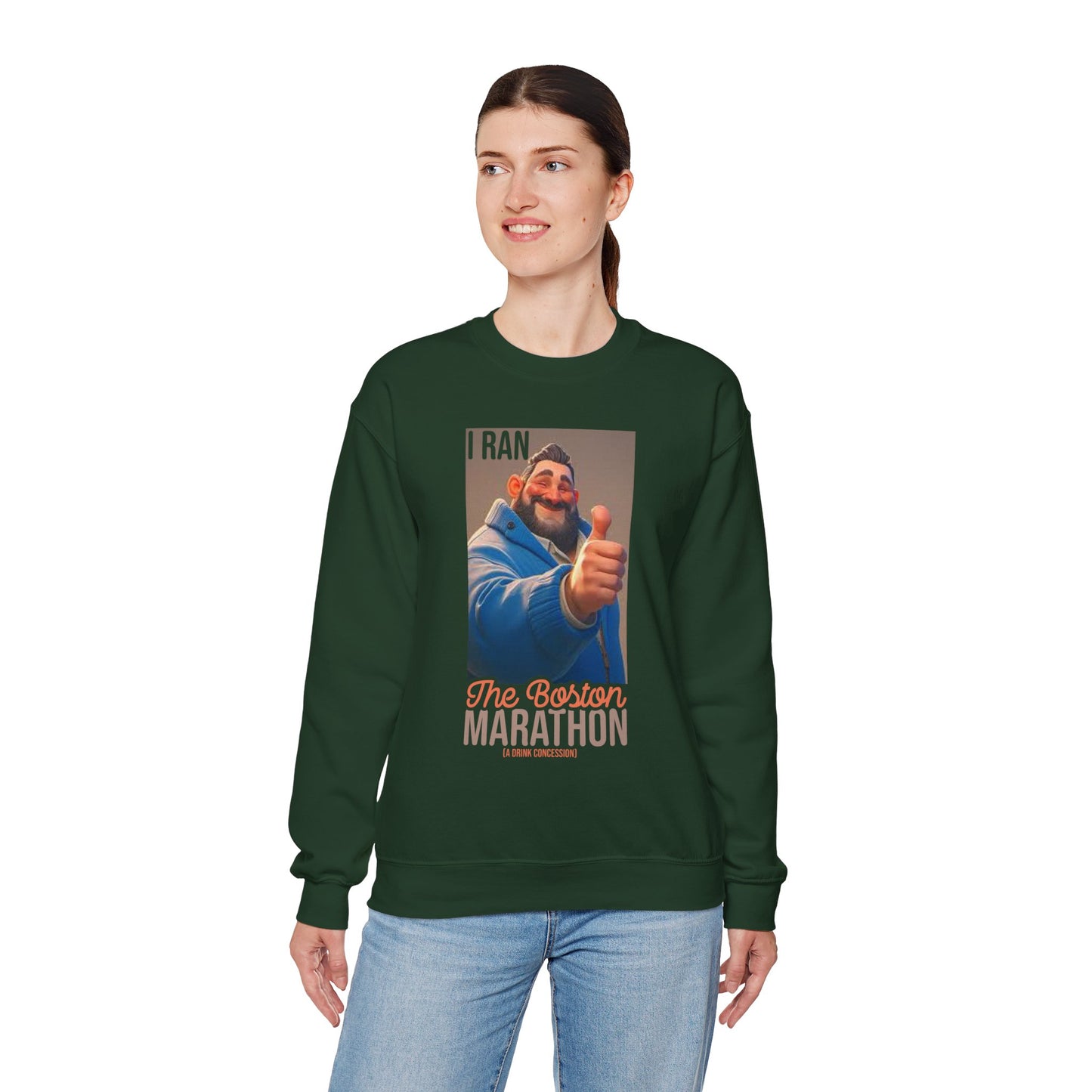 I Ran The Boston Marathon Drink Concession Sweatshirt - Funny Marathon Humor Crewneck