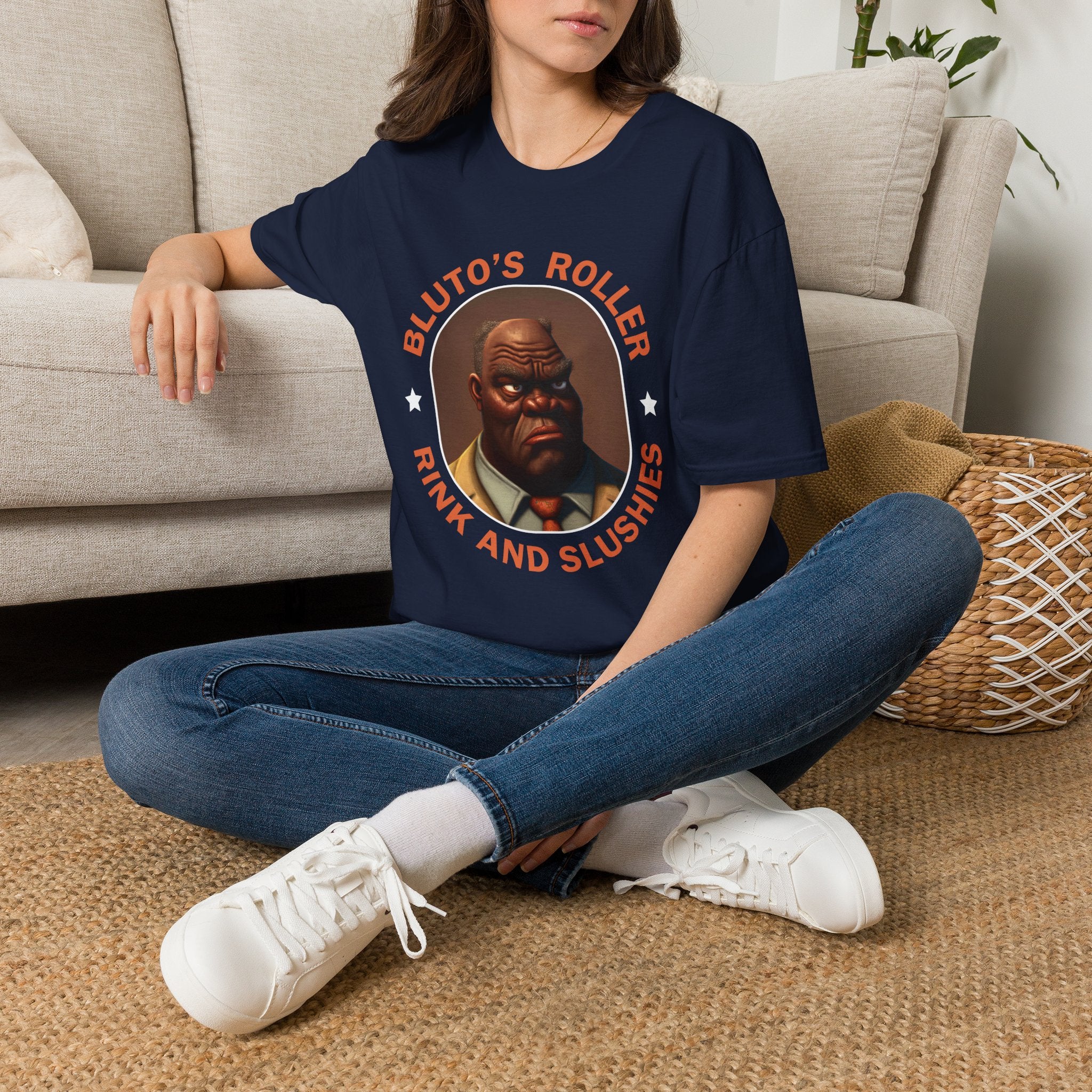 T-Shirt — "Bluto's Roller" Vintage Cartoon Portrait Tee (Rink & Slushies)