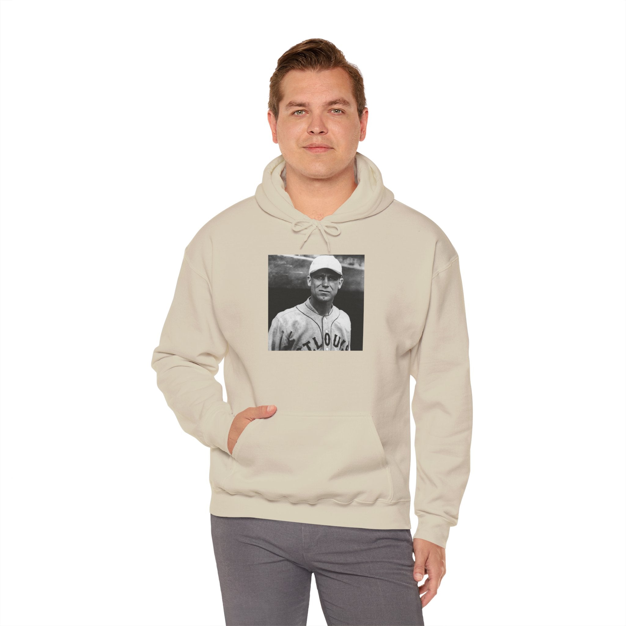 Vintage Baseball Player Hoodie — Classic Sports Graphic Pullover
