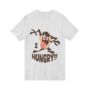 Hungry T-Shirt — Cartoon Tasmanian Devil 'I HUNGRY!!' Graphic V-Neck Tee