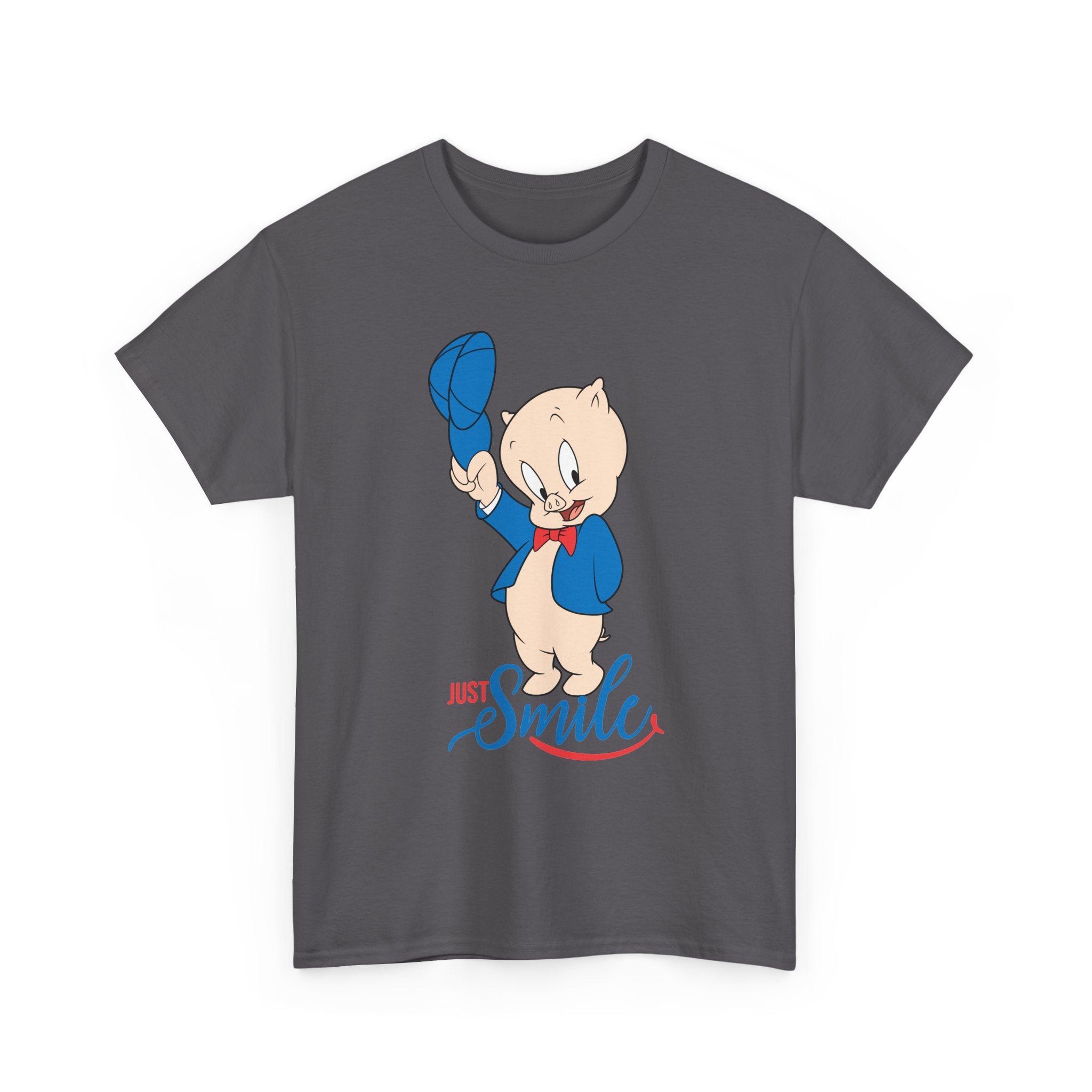 Retro Cartoon Pig 'Just Smile' T-Shirt