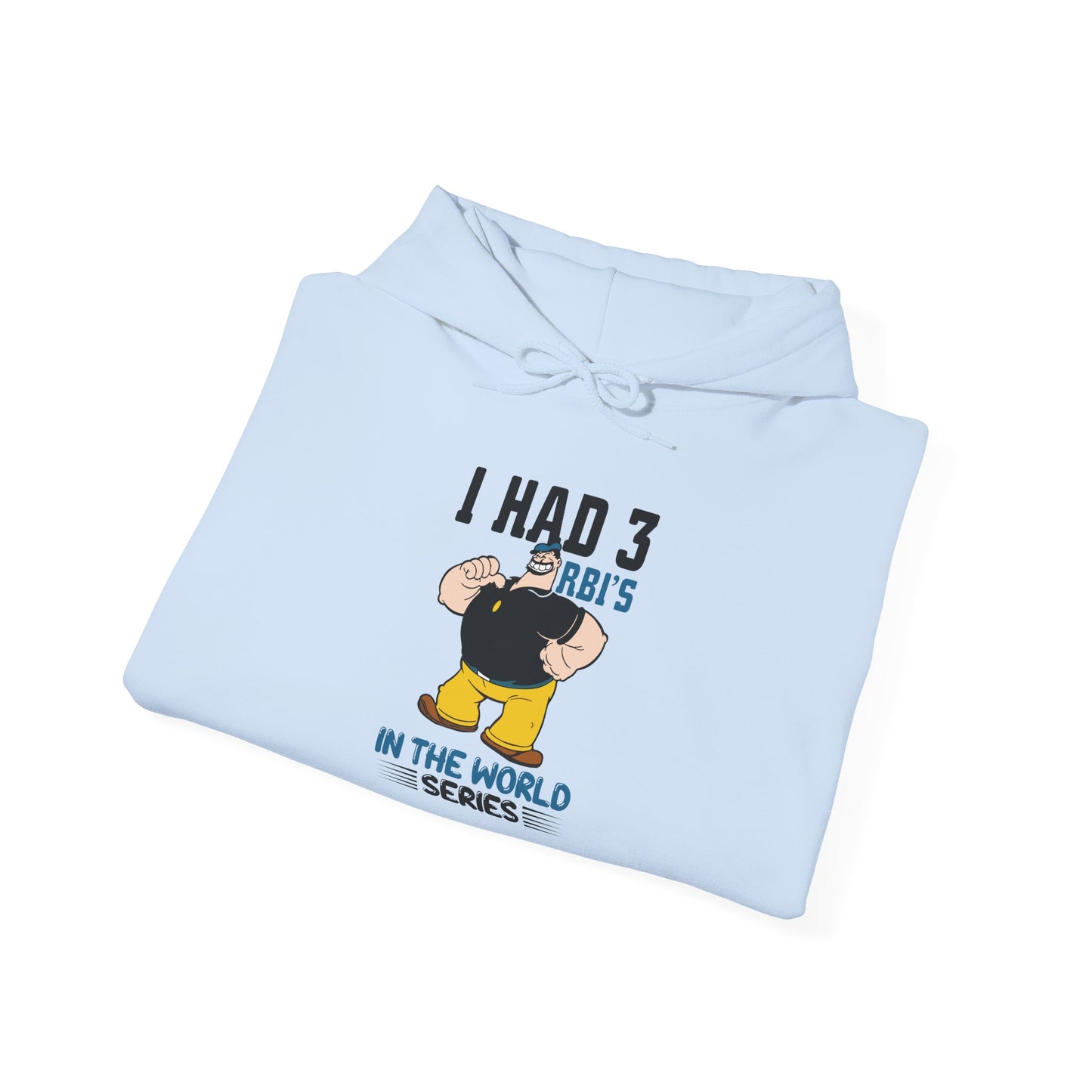 I Had 3 RBIs In the World Series Funny Baseball Fan Retro Cartoon Graphic Hoodie