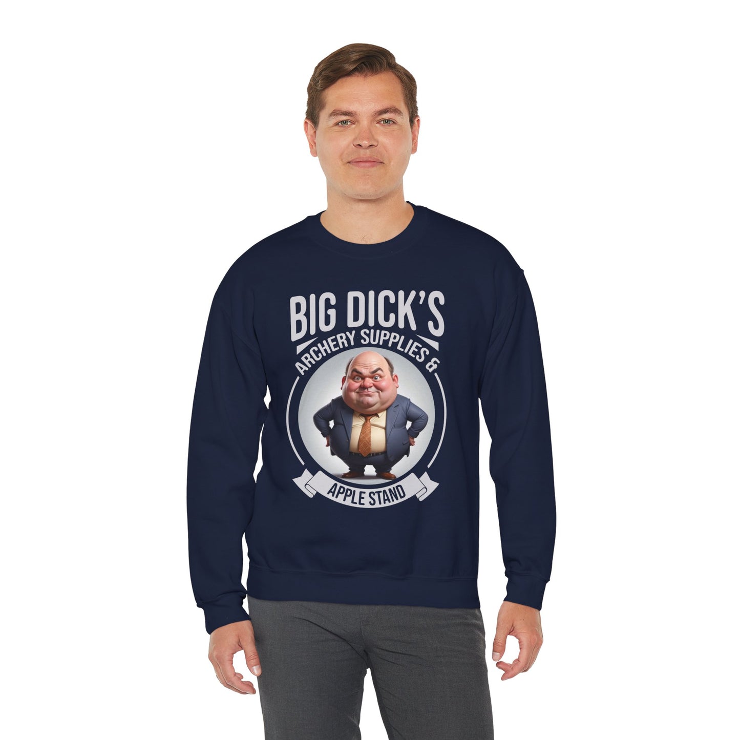 "Big Dick's Archery Supplies & Apple Stand" Funny Crewneck Sweatshirt