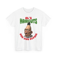 Al's Haircuts and Gun Repairs T-Shirt — Vintage Parody Barber Shop Tee