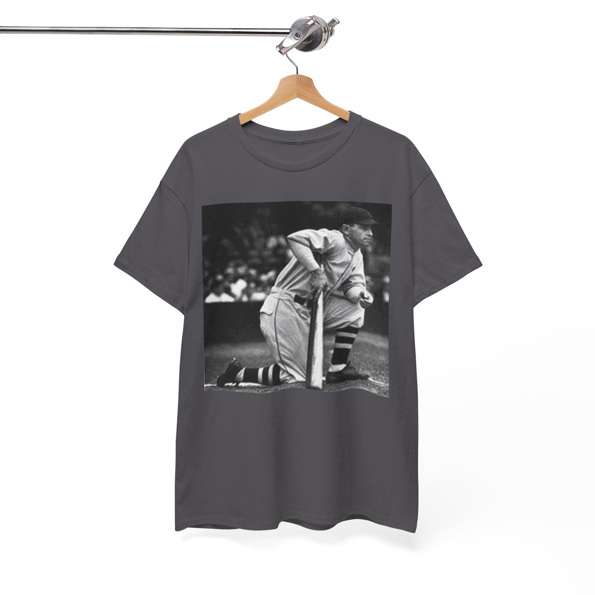 Vintage Baseball Photo T-Shirt – Classic Kneeling Player Graphic Tee