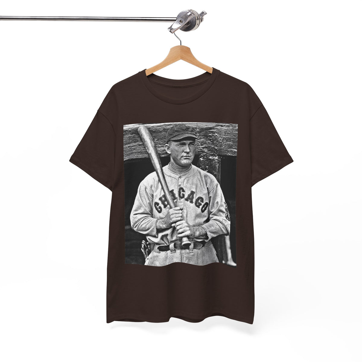 Vintage Chicago Baseball Photo T-Shirt — Retro Black & White Player Legend Tee