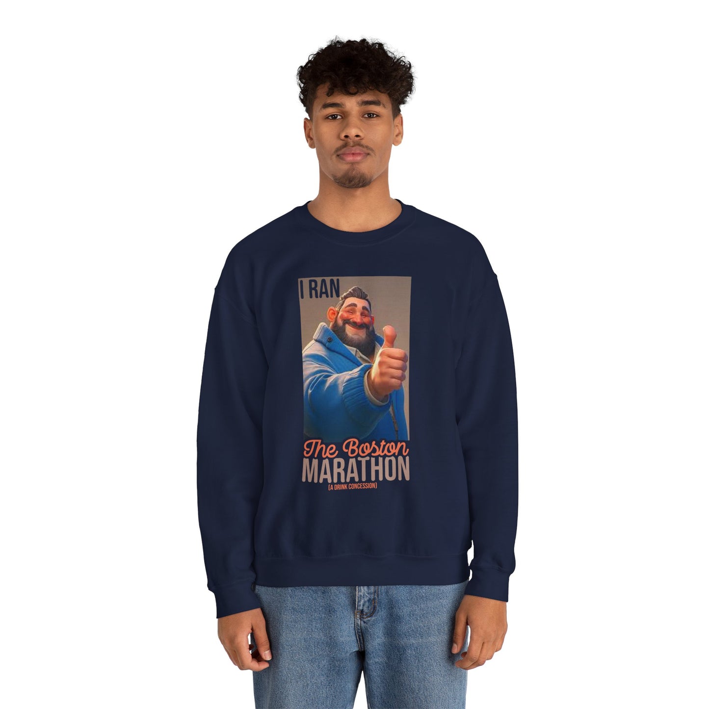 I Ran The Boston Marathon Drink Concession Sweatshirt - Funny Marathon Humor Crewneck