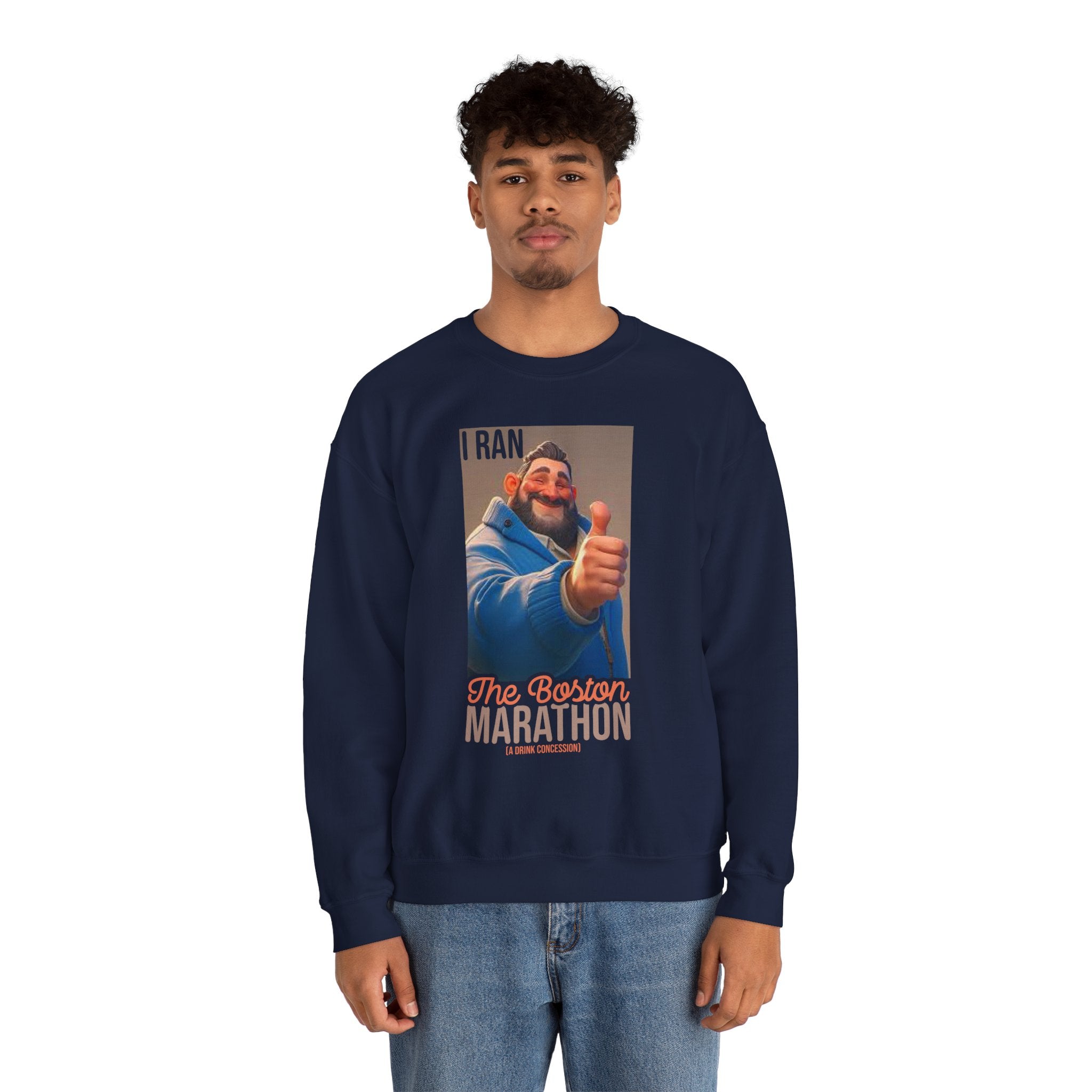 I Ran The Boston Marathon Drink Concession Sweatshirt - Funny Marathon Humor Crewneck