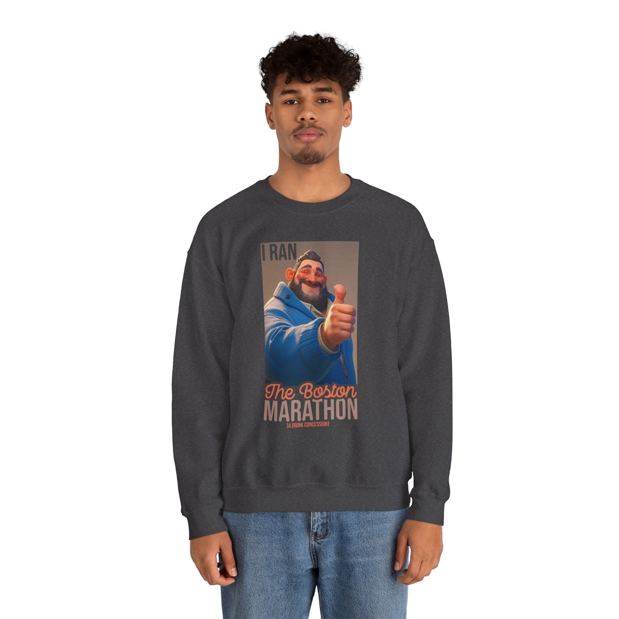 I Ran The Boston Marathon Drink Concession Sweatshirt - Funny Marathon Humor Crewneck