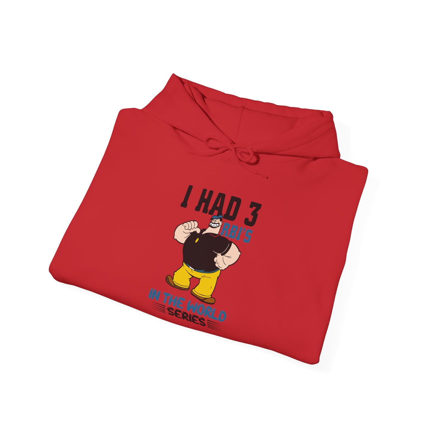 I Had 3 RBIs In the World Series Funny Baseball Fan Retro Cartoon Graphic Hoodie