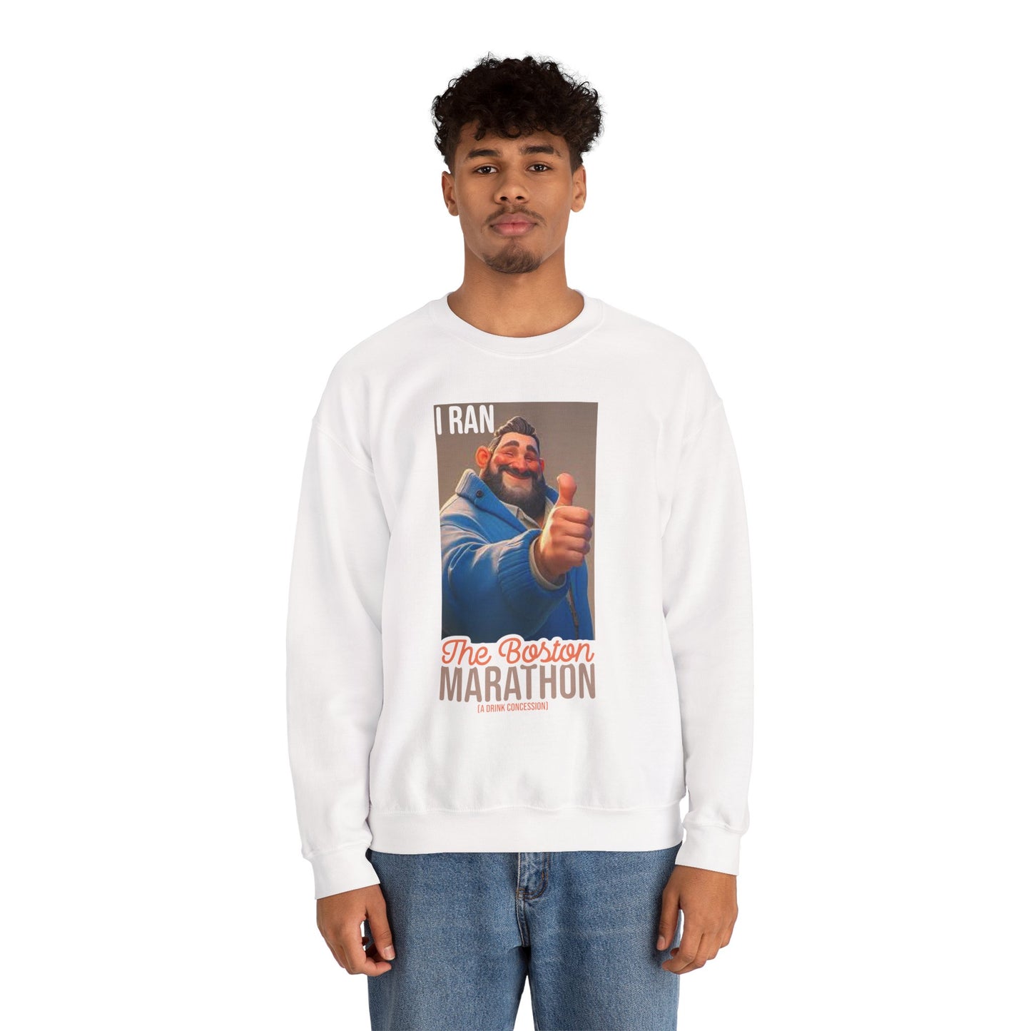 I Ran The Boston Marathon Drink Concession Sweatshirt - Funny Marathon Humor Crewneck