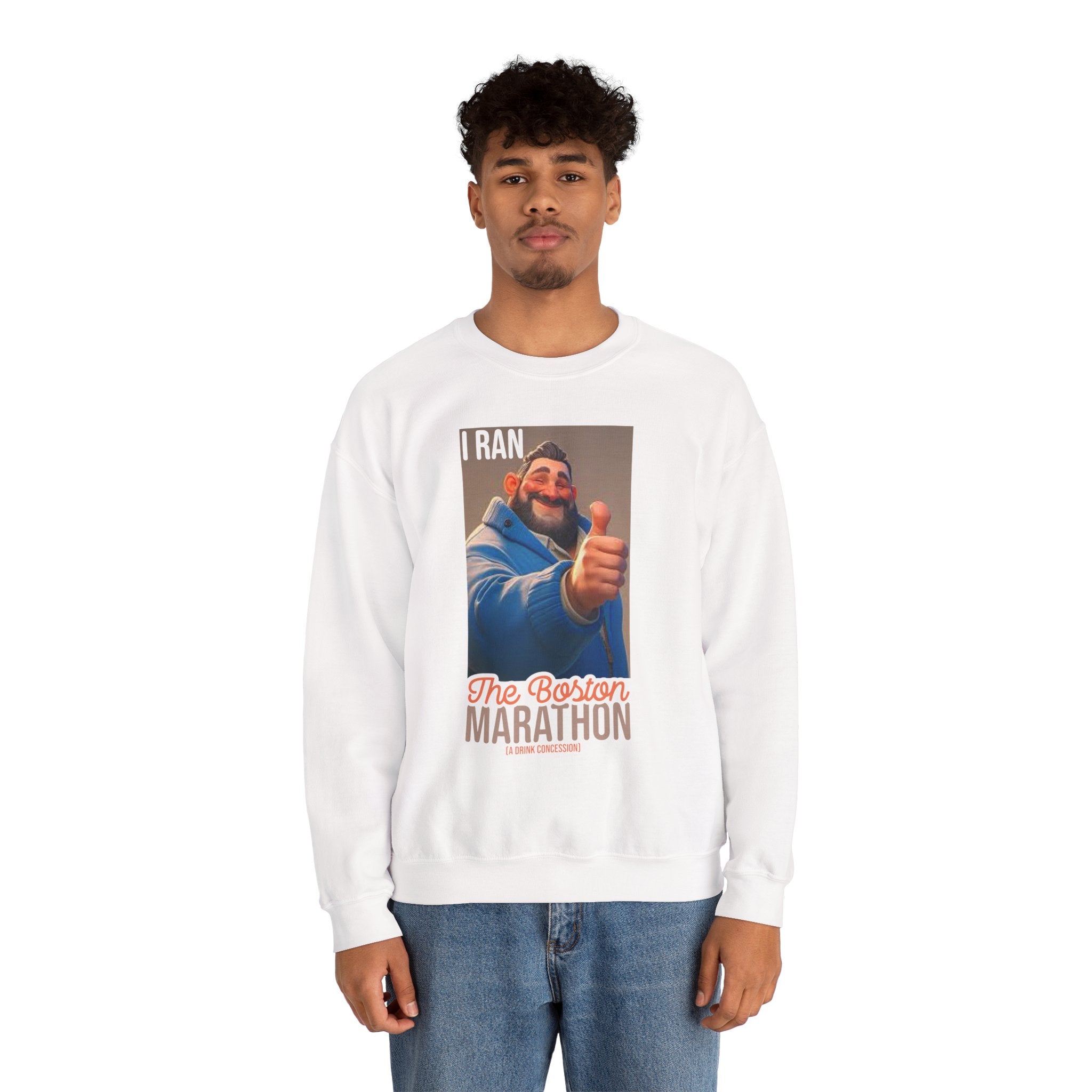 I Ran The Boston Marathon Drink Concession Sweatshirt - Funny Marathon Humor Crewneck