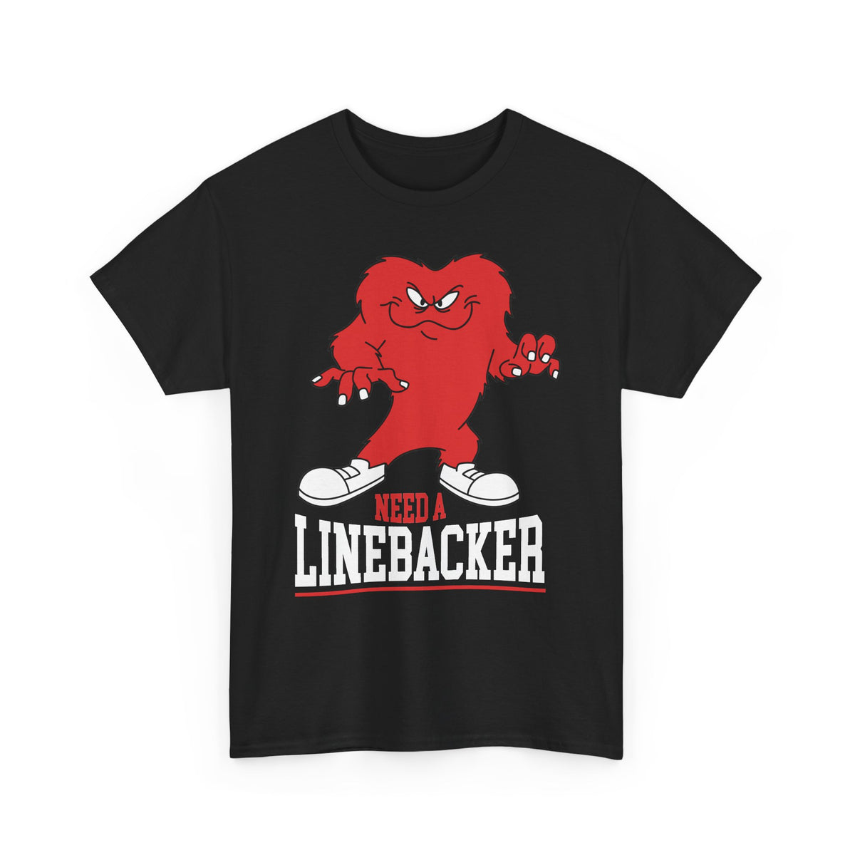 Linebacker Mascot Football T-Shirt — Red Fierce Heart Graphic